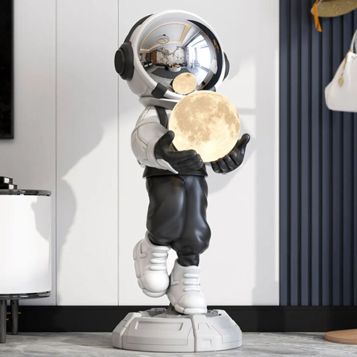 28.8″ Astronaut Floor Sculpture Figurine Ornament Art Decor with Ball Lamp USB Charging - Chic Decora