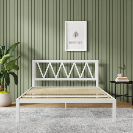 38″ Metal Platform Bed Frame with Headboard - Chic Decora