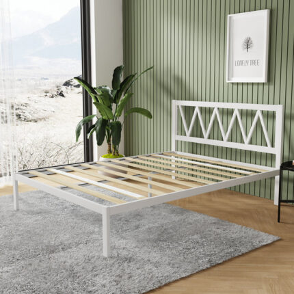 38″ Metal Platform Bed Frame with Headboard - Chic Decora