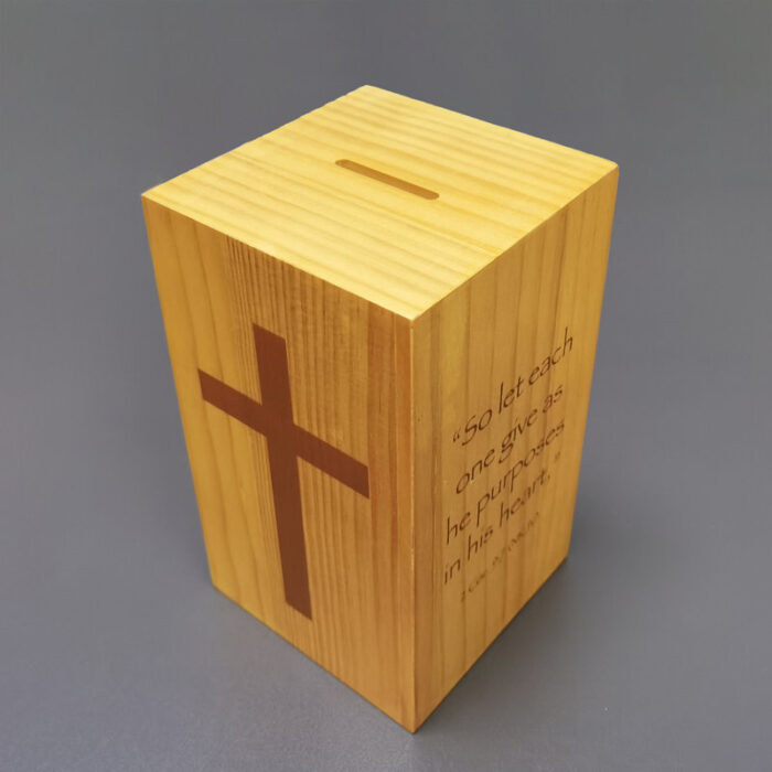 4x4x7″ Mini PiggyBank Box, Wood Collection Donation Church Offering Coin Collection Fundraising - Chic Decora