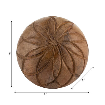 5″ Textured Orb Contemporary Brown Textured Floral Design Decorative Orb - Chic Decora