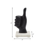 8″ Metal Thumbs Up Sculpture Iron Abstract Statue on White Marble Stand Decorative Figurine for Home - Chic Decora