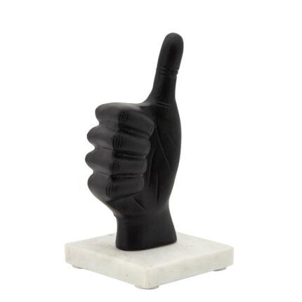 8″ Metal Thumbs Up Sculpture Iron Abstract Statue on White Marble Stand Decorative Figurine for Home - Chic Decora