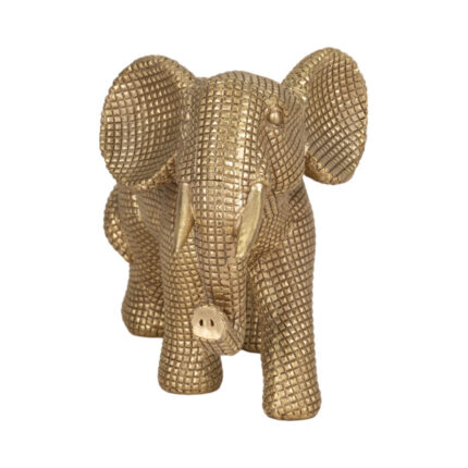 8″ Polyresin Elephant Sculpture Contemporary Beaded Elephant Statue - Chic Decora