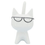 8″ Porcelain Kitten Statue White Kitty with Glasses Decorative Sculpture Contemporary Creative Home - Chic Decora