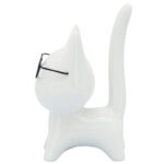 8″ Porcelain Kitten Statue White Kitty with Glasses Decorative Sculpture Contemporary Creative Home - Chic Decora