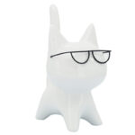 8″ Porcelain Kitten Statue White Kitty with Glasses Decorative Sculpture Contemporary Creative Home - Chic Decora