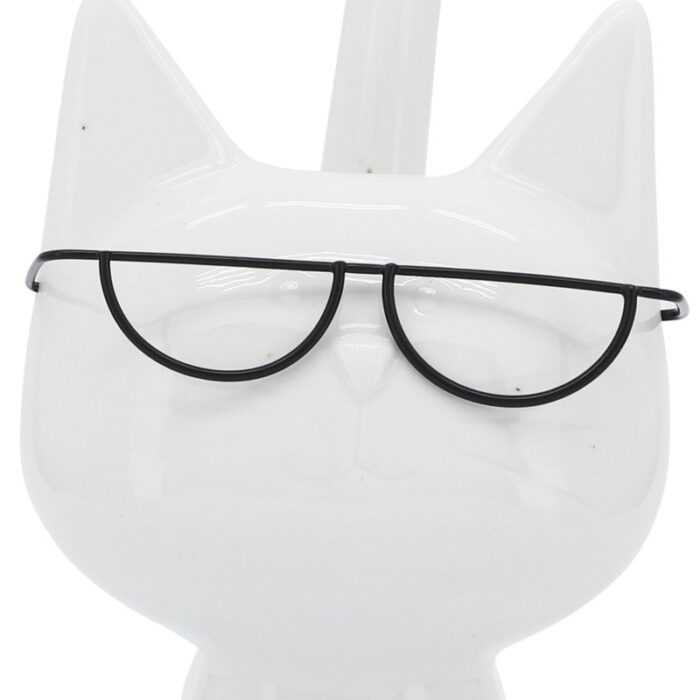 8″ Porcelain Kitten Statue White Kitty with Glasses Decorative Sculpture Contemporary Creative Home - Chic Decora