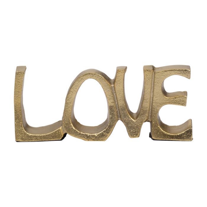 8 Inches Gold Aluminum and Suar Wood Love Sign – 8″ x 1″ x 3″ - Chic Decora