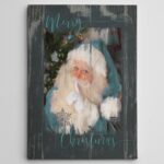 A Teal Santa by Carol Robinson – Wrapped Canvas Print - Chic Decora