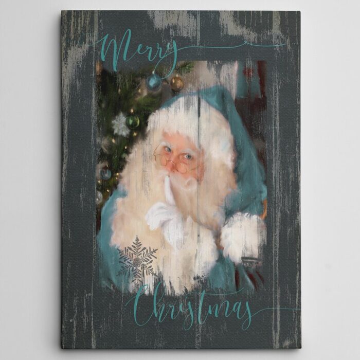 A Teal Santa by Carol Robinson – Wrapped Canvas Print - Chic Decora