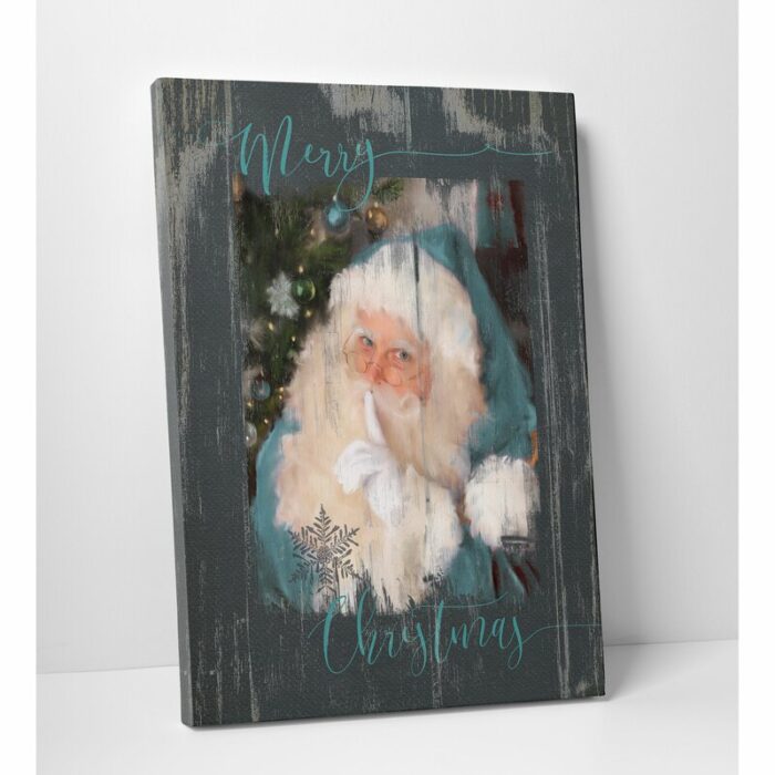 A Teal Santa by Carol Robinson – Wrapped Canvas Print - Chic Decora