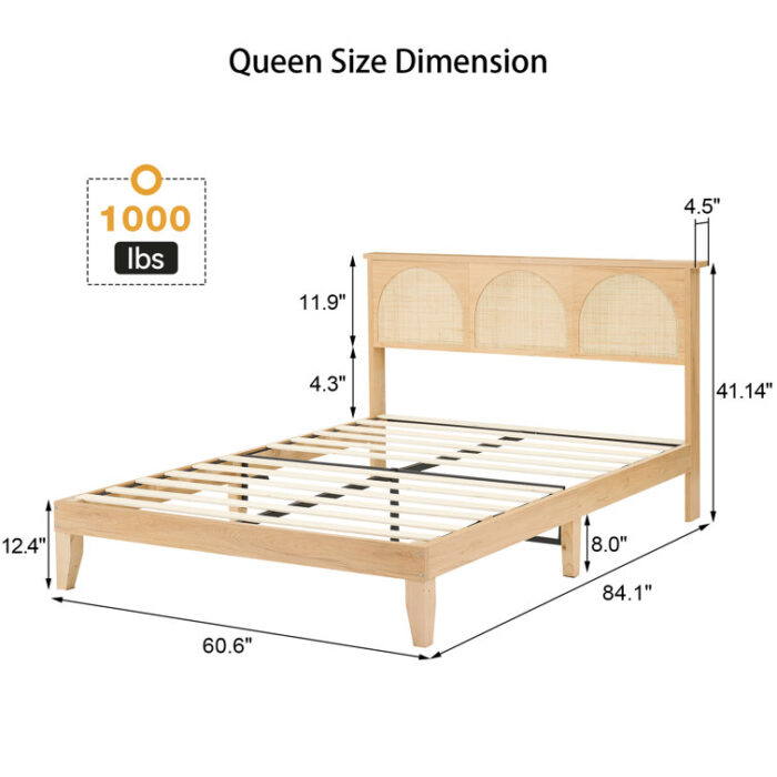 Abdulahi Rattan Arched Platform Bed - Chic Decora