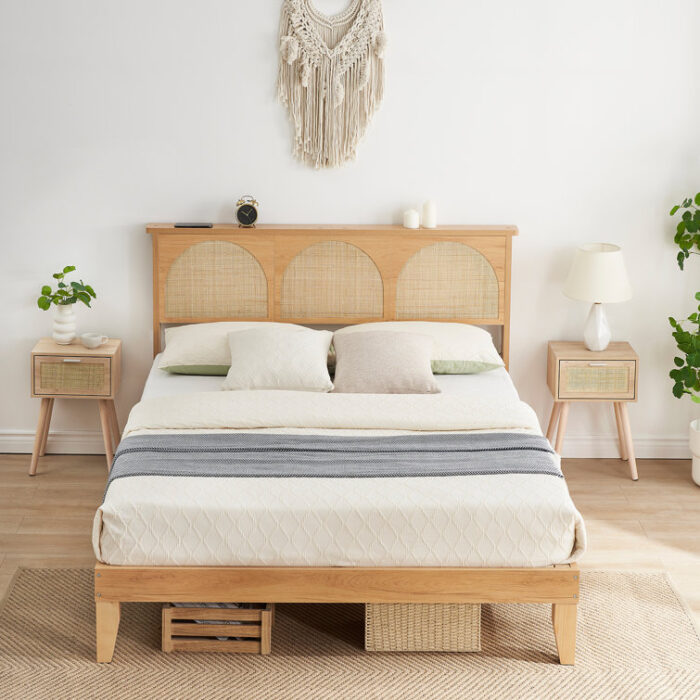 Abdulahi Rattan Arched Platform Bed - Chic Decora