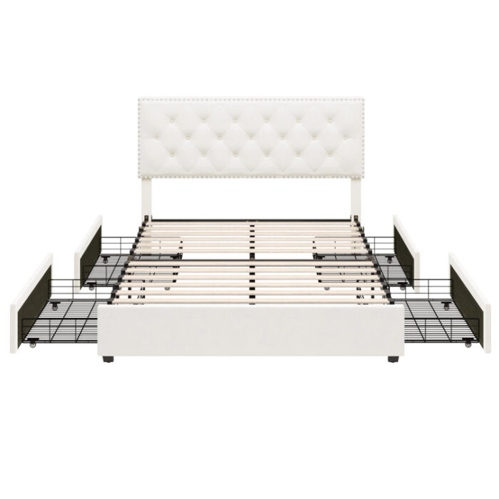 Abdurahim Velvet Upholstered Storage Bed with 4 Drawers - Chic Decora