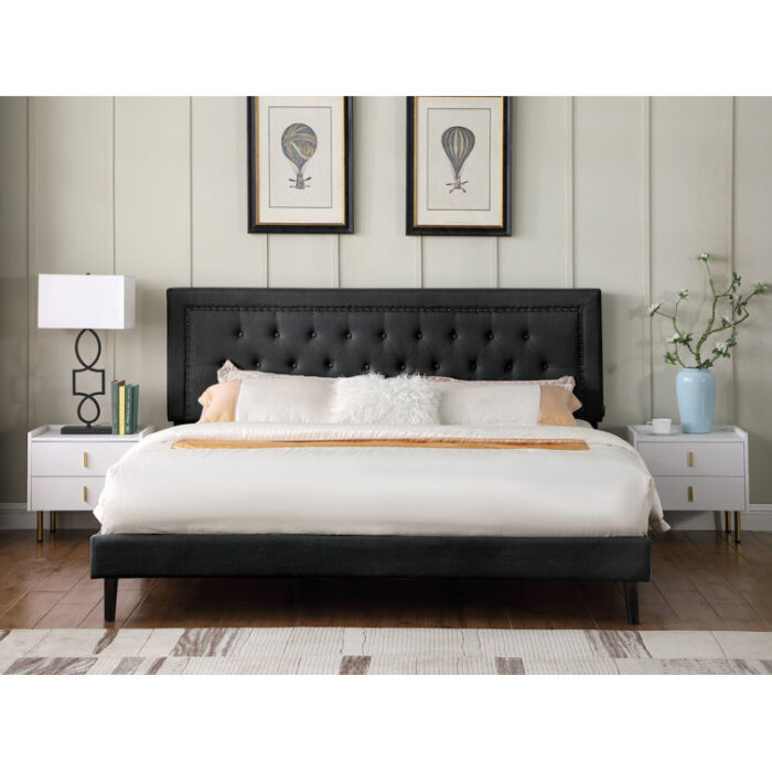 Abedin Upholstered Wingback Bed - Chic Decora