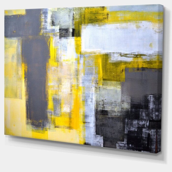 Abstract ‘Gray and Yellow Blur Abstract’ Painting - Chic Decora