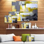 Abstract ‘Gray and Yellow Blur Abstract’ Painting - Chic Decora