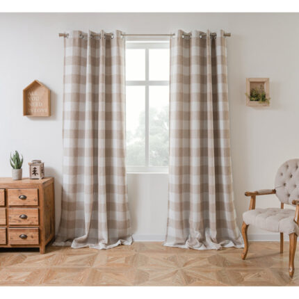 Adamantini Plaid Blackout Thermal Grommet Curtain Panels (Set of 2) - Chic Decora