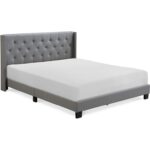 Adler Upholstered Platform Bed with Diamond-Stitched Wingback Headboard - Chic Decora