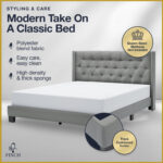 Adler Upholstered Platform Bed with Diamond-Stitched Wingback Headboard - Chic Decora