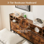 Adriaan Bookcase Storage Bed, King Metal Platform Bed Frame with Headboard and 4 Storage Drawers - Chic Decora