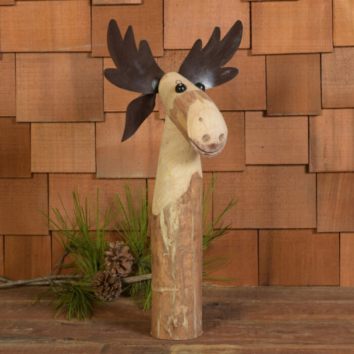 Ainara Brown Wood and Metal Moose Tabletop Sculpture - Chic Decora