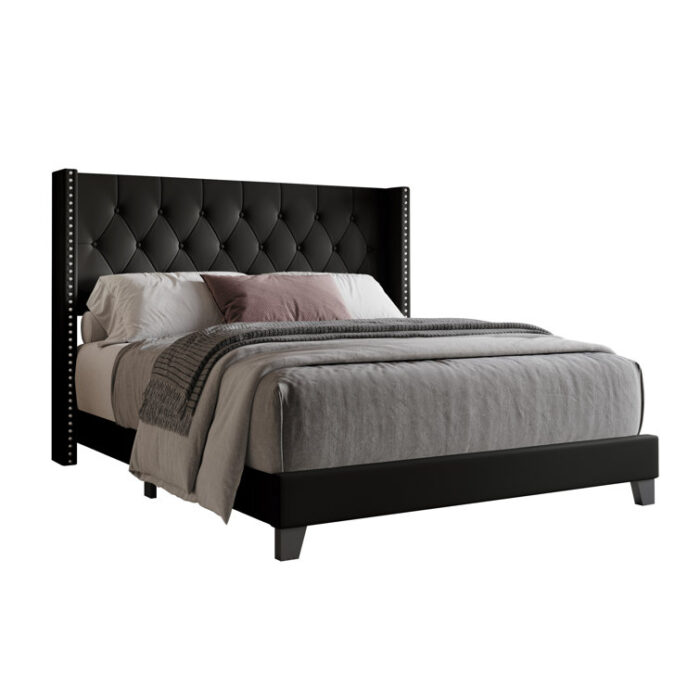 Aireanna Vegan Leather Wingback Bed - Chic Decora