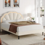 Aisaiah Upholstered LED Platform Bed With Adjustable Headboard, Kids Beds Frame - Chic Decora