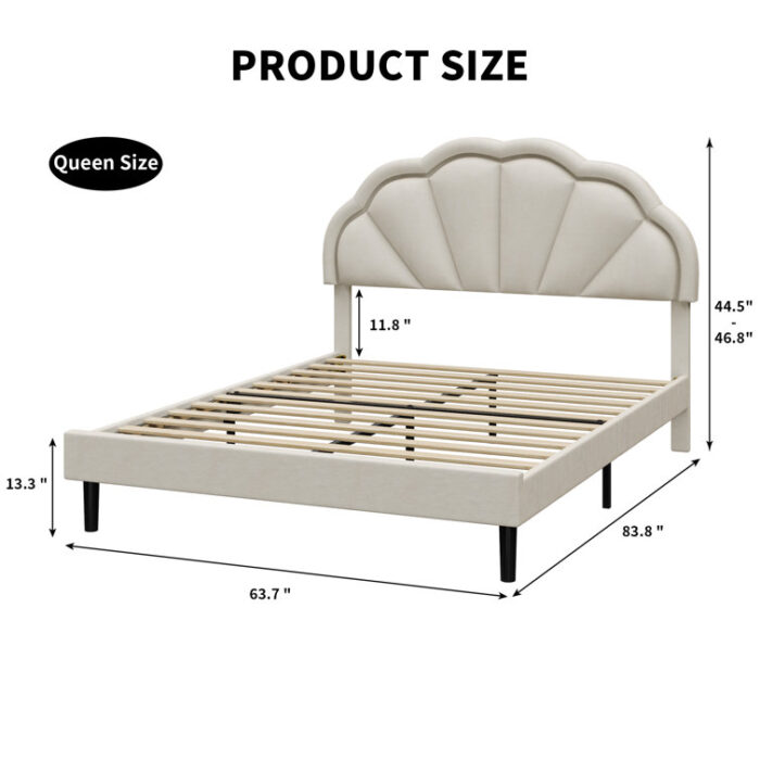 Aisaiah Upholstered LED Platform Bed With Adjustable Headboard, Kids Beds Frame - Chic Decora