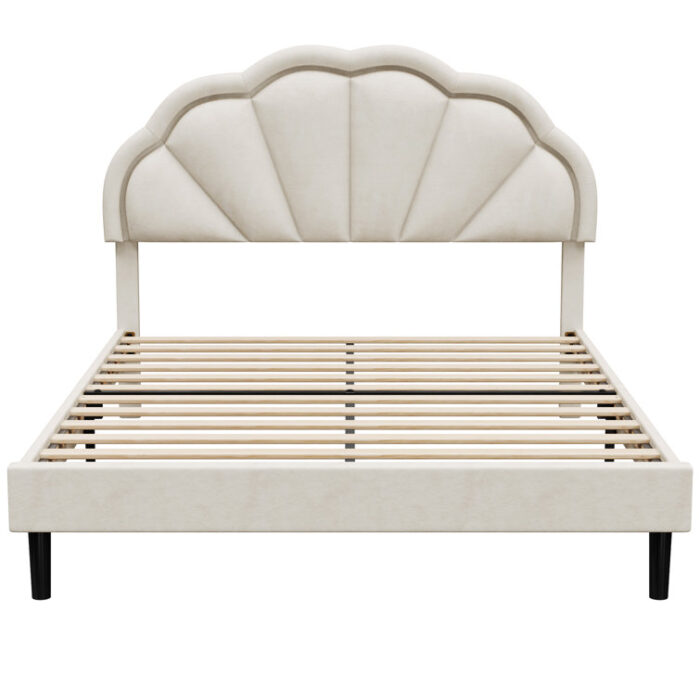 Aisaiah Upholstered LED Platform Bed With Adjustable Headboard, Kids Beds Frame - Chic Decora