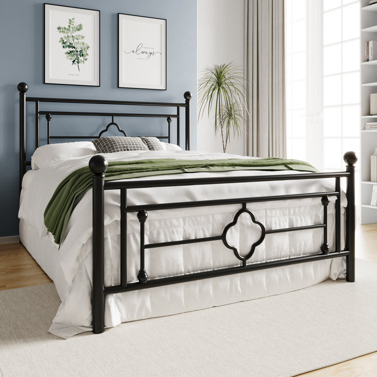 Ajayceon Metal Platform Bed Frame With Vintage-Style Headboard And Footboard - Chic Decora