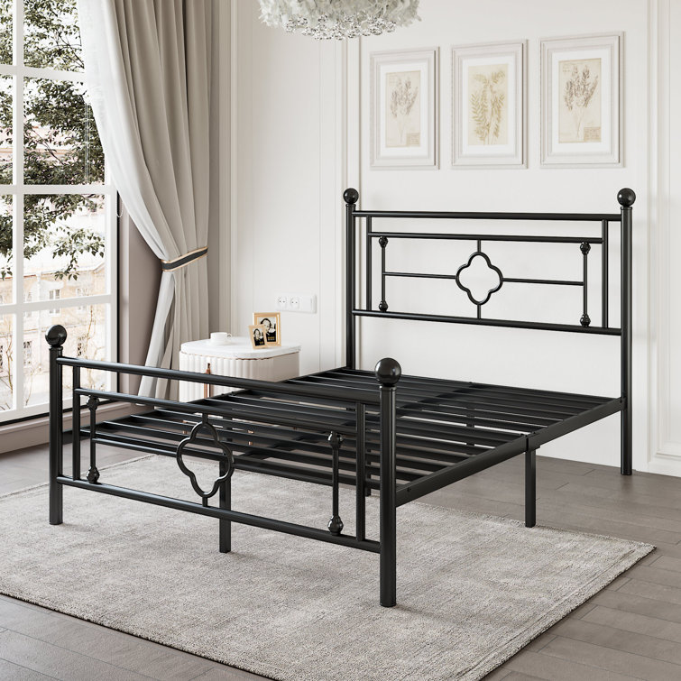 Ajayceon Metal Platform Bed Frame With Vintage-Style Headboard And Footboard - Chic Decora