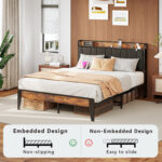 Alaja Queen Size Upholstered Bed Frame with Charging Station and Storage Headboard - Chic Decora