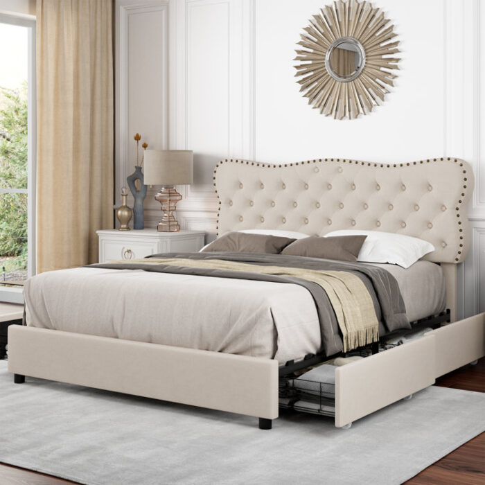 Alaysha Upholstered Platform Storage Bed - Chic Decora