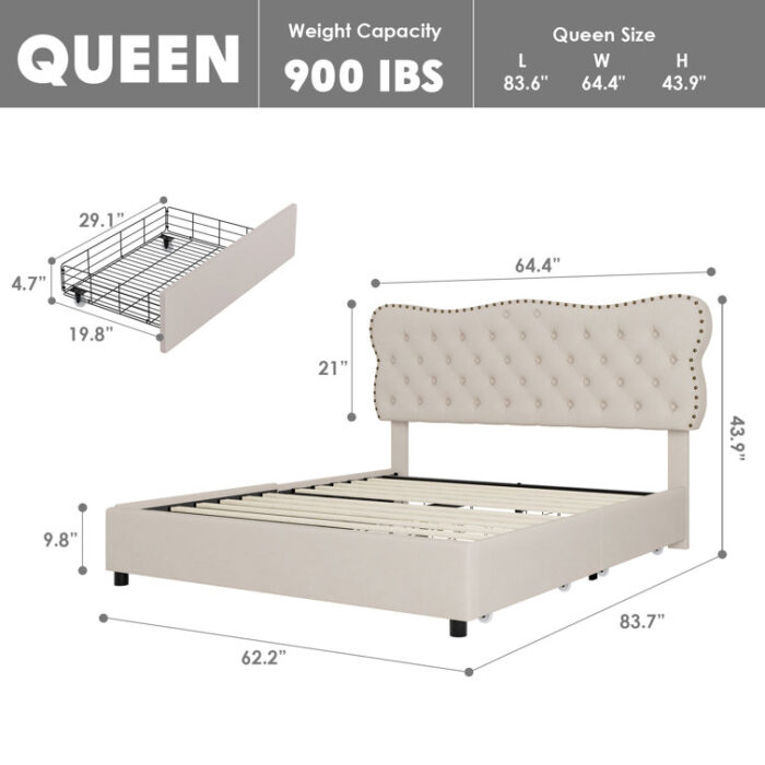 Alaysha Upholstered Platform Storage Bed - Chic Decora