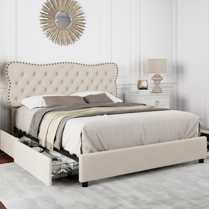 Alaysha Upholstered Platform Storage Bed - Chic Decora