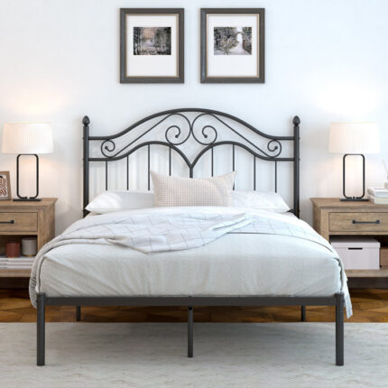 Alecia Metal Platform Bed - Chic Decora