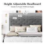 Aleiny Velvet Bed with Adjustable Upholstered Headboard - Chic Decora