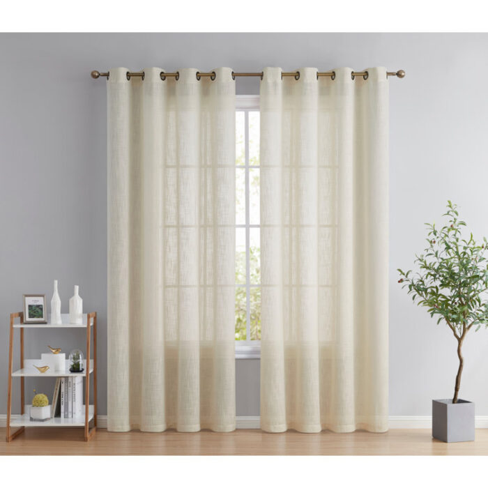 Aleksander Polyester Semi Sheer Curtain Pair (Set of 2) - Chic Decora