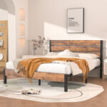 Alicia Platform Bed Frame with Wood Headboard and Footboard No Box Spring Needed - Chic Decora