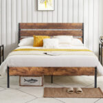 Alicia Platform Bed Frame with Wood Headboard and Footboard No Box Spring Needed - Chic Decora