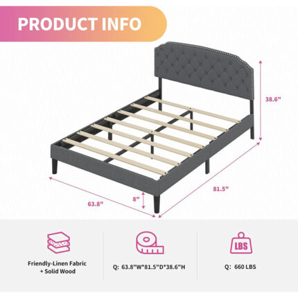 Alivianna Upholstered Unfinished Platform Bed - Chic Decora