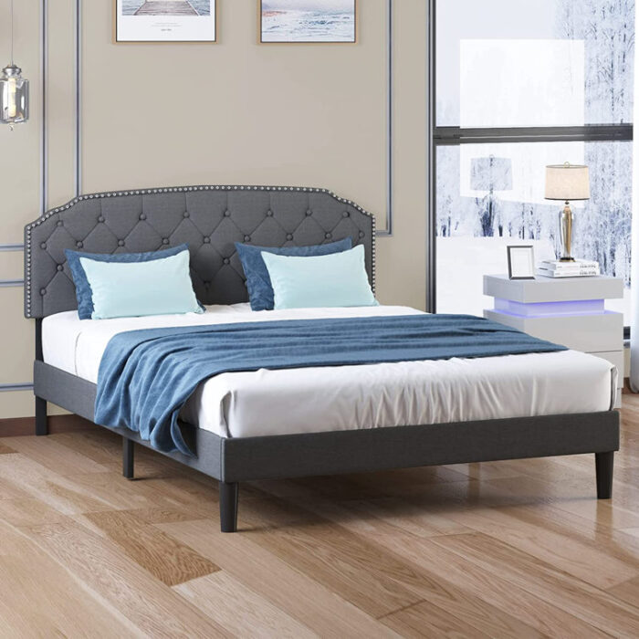 Alivianna Upholstered Unfinished Platform Bed - Chic Decora