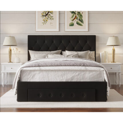 Allegretto Upholstered Standard Storage Bed - Chic Decora