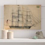 Almeda ” Nautical And Coastal USS Constitution Sail Plan 1817, Cabin / Lodge Brown ” by Oliver Gal - Chic Decora