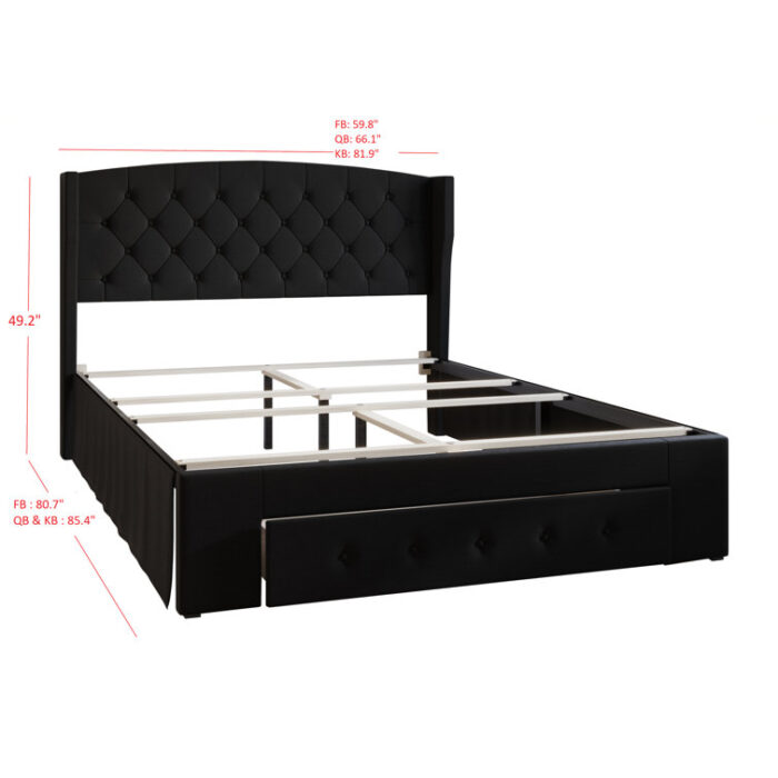 Alojzije Upholstered Wingback Storage Bed - Chic Decora