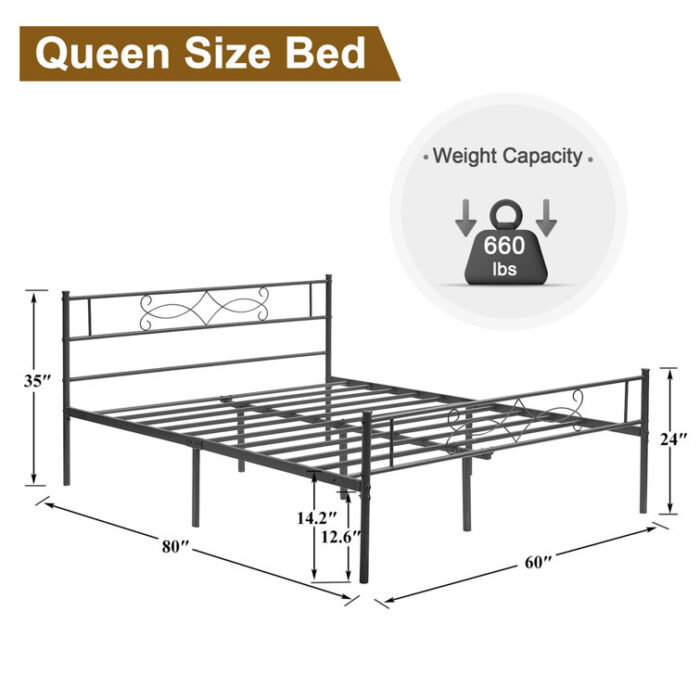 Alsa 35″ Steel Bed Frame with Headboard - Chic Decora