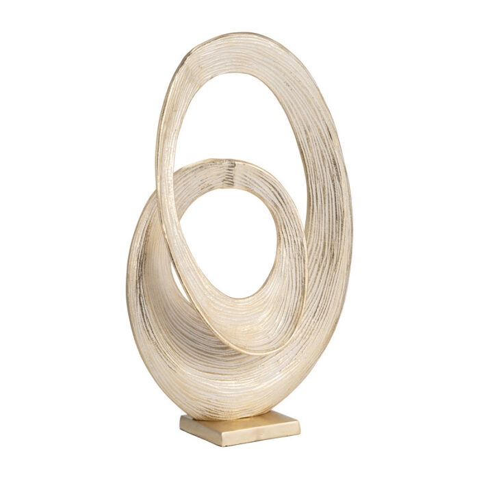 Aluminum 20″ Swirl Sculpture – Elegant Gold Tabletop, Modern Metallic Accent for Home - Chic Decora