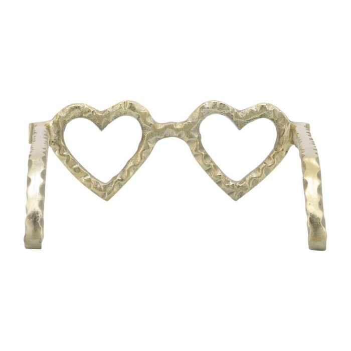 Aluminum Metal Heart Glasses: Elegant Metal Base, Decor Accent - Chic Decora